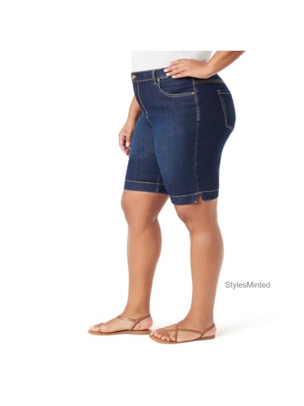 High Rise Bermuda Plus Size Shorts with Pockets 11" Inseam - Picture 2 of 3